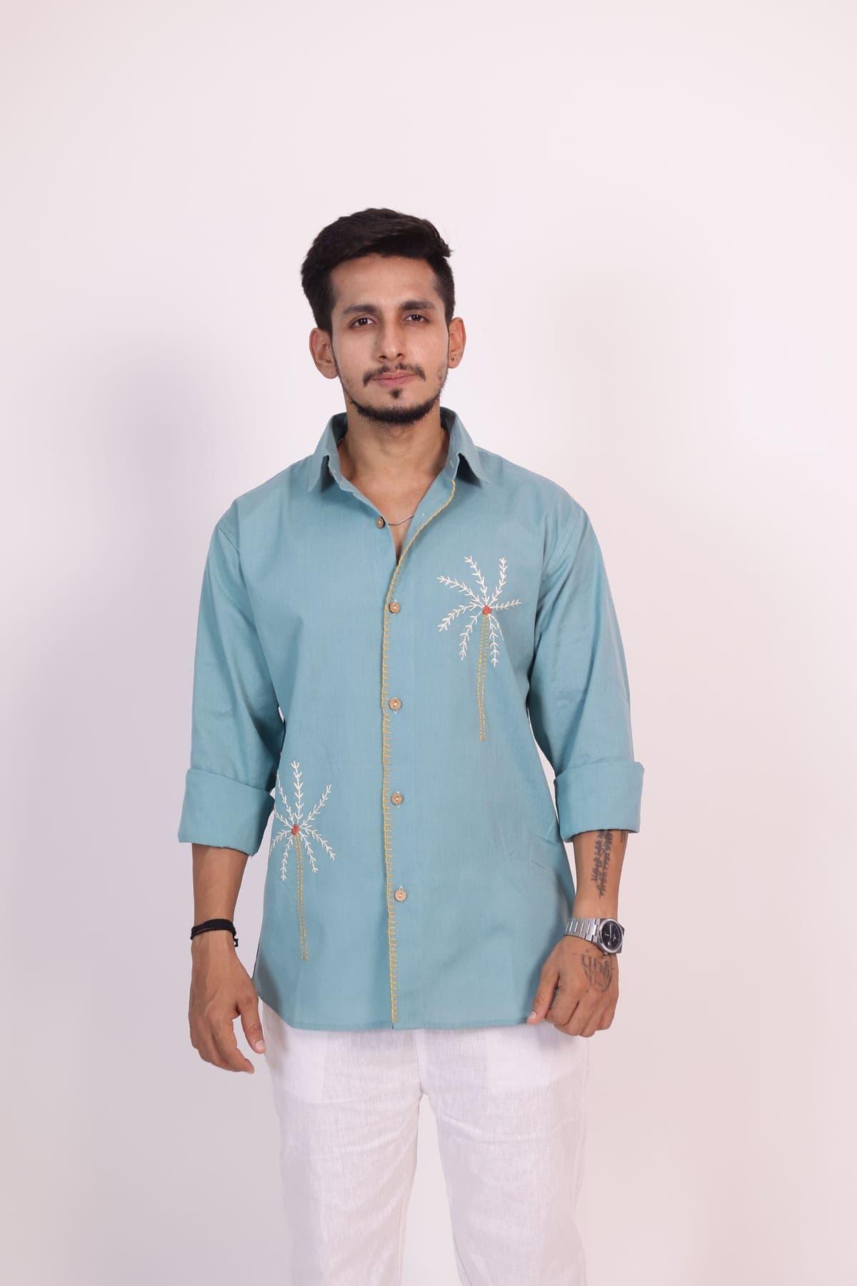 Deep Sea Coco Hand Embroidered Shirt view 1