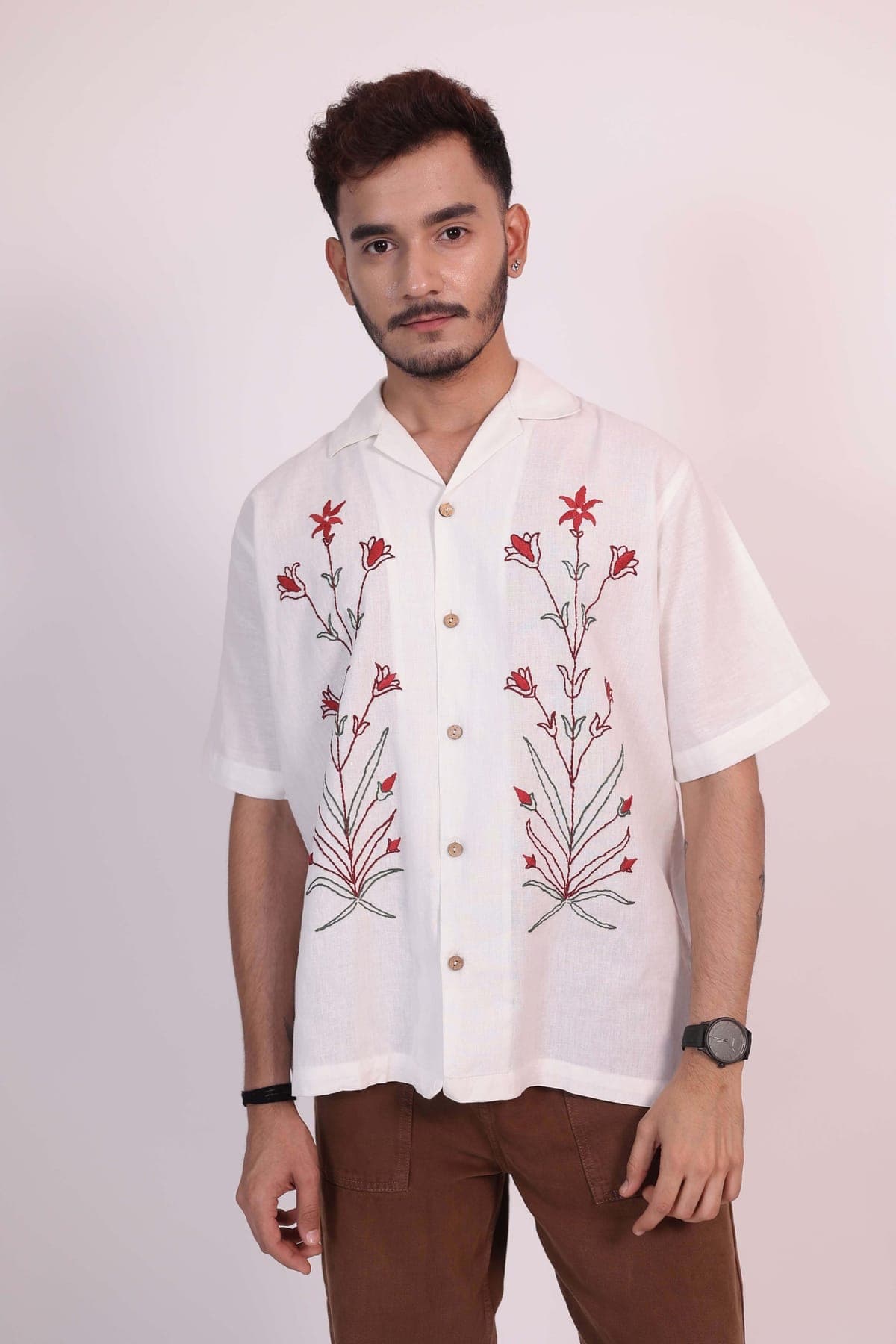 Hand Embroidered Floral Shirt view 1