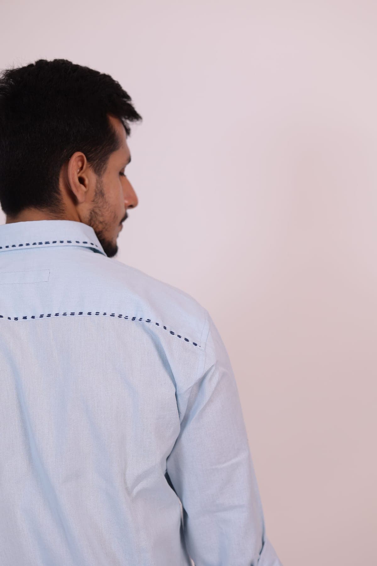 The "Aether" Sky Blue Hand-Stitched Artisan Shirt view 1