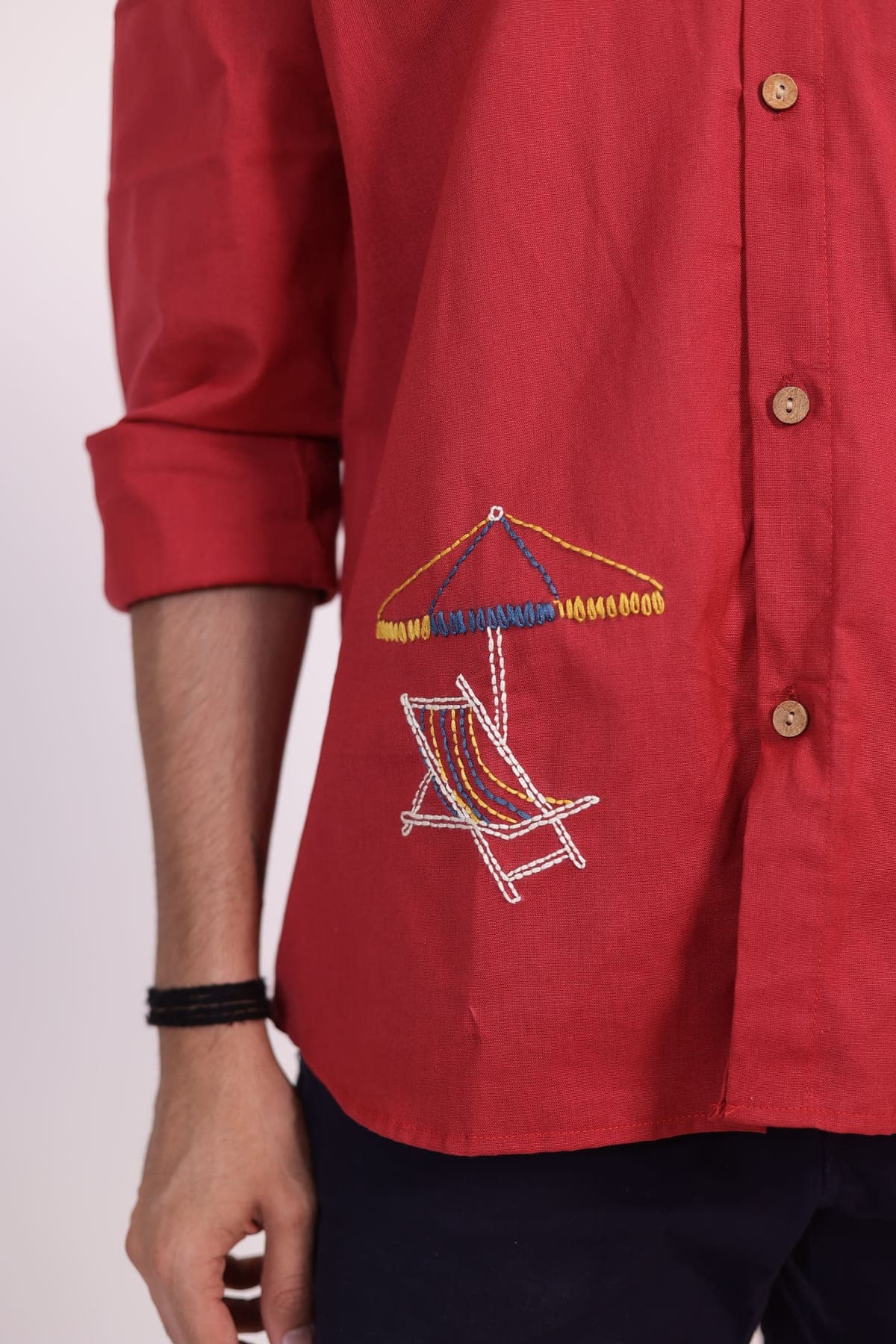 True Red Havana Beach Embroidered Shirt view 1