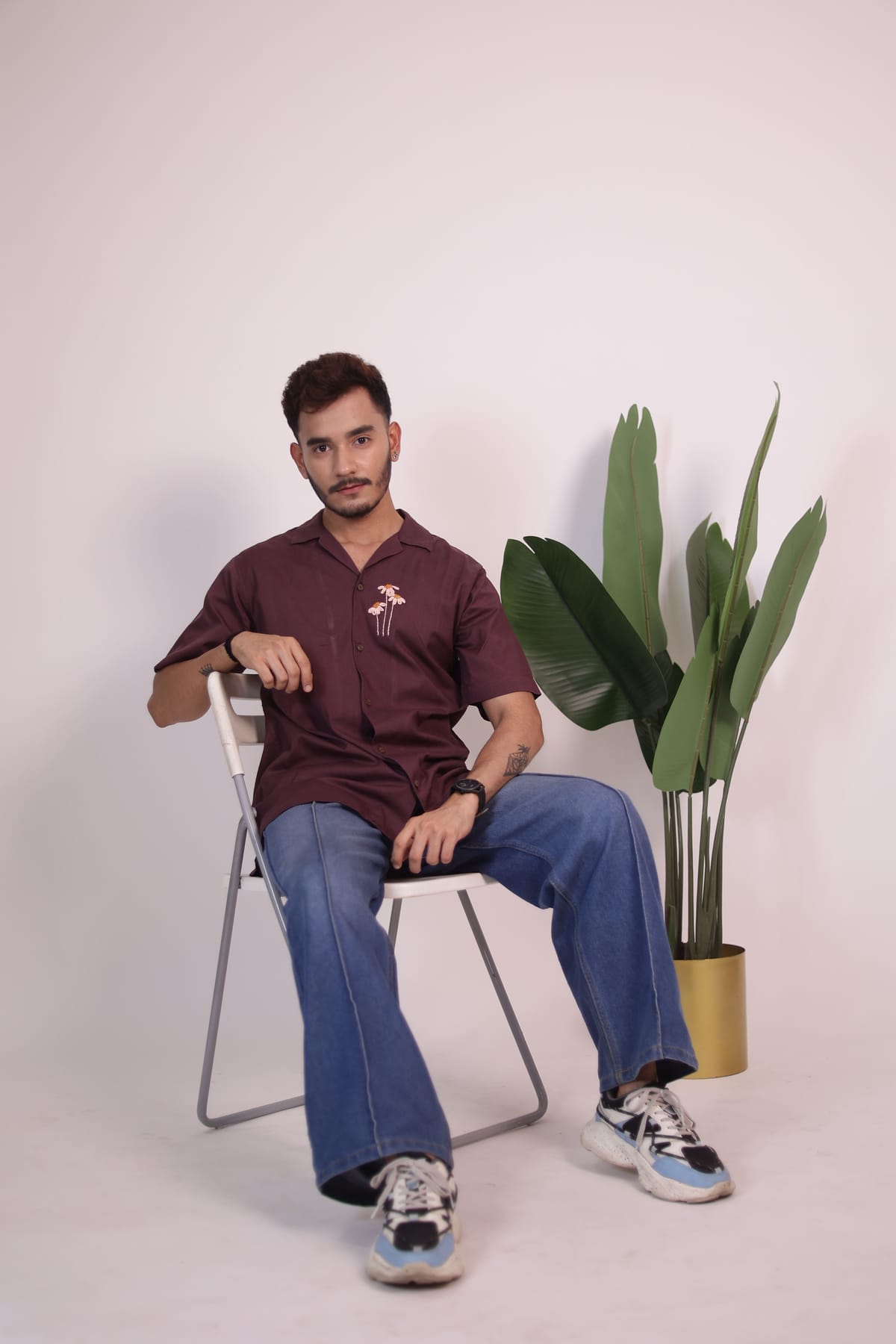  Coffee Brown Floral Shirt view 2