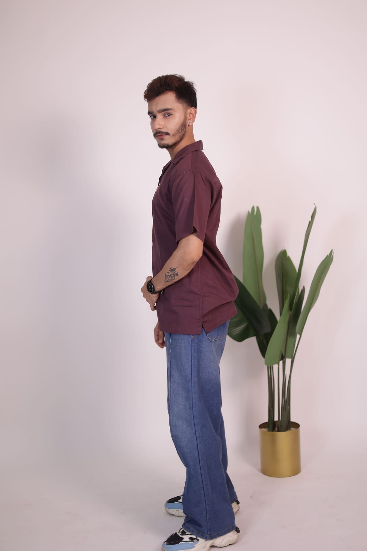  Coffee Brown Floral Shirt view 3