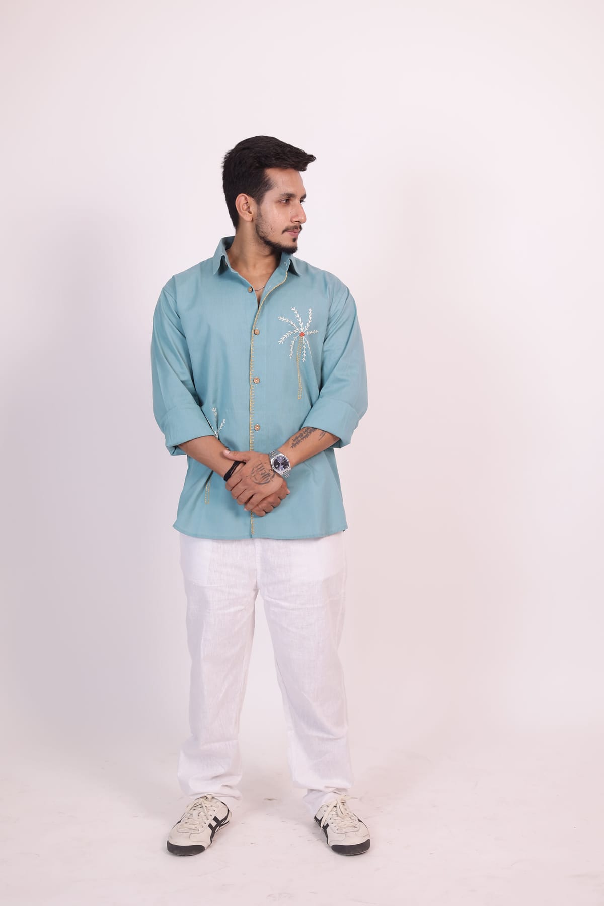 Deep Sea Coco Hand Embroidered Shirt view 3