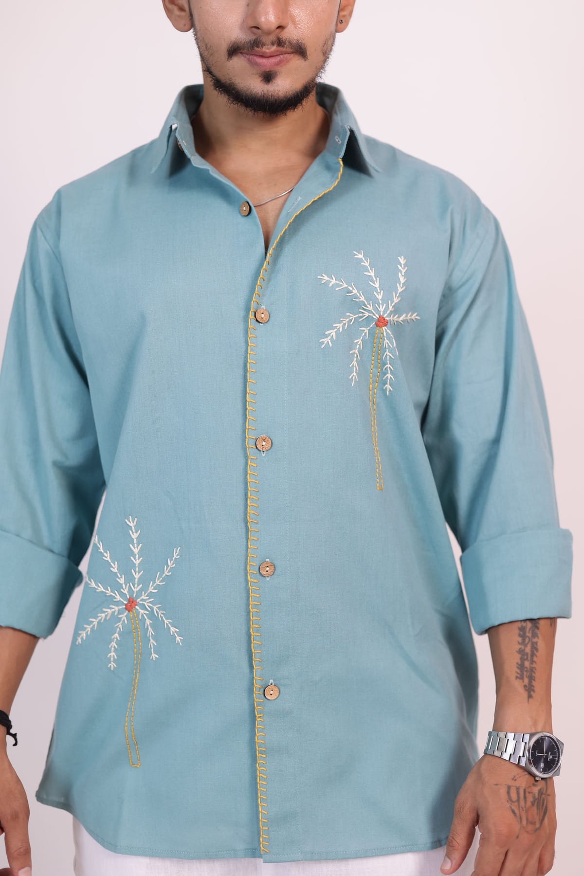 Deep Sea Coco Hand Embroidered Shirt view 4