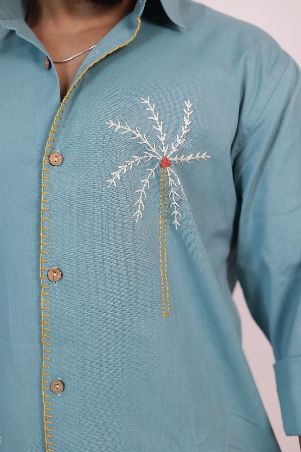 Deep Sea Coco Hand Embroidered Shirt view 5