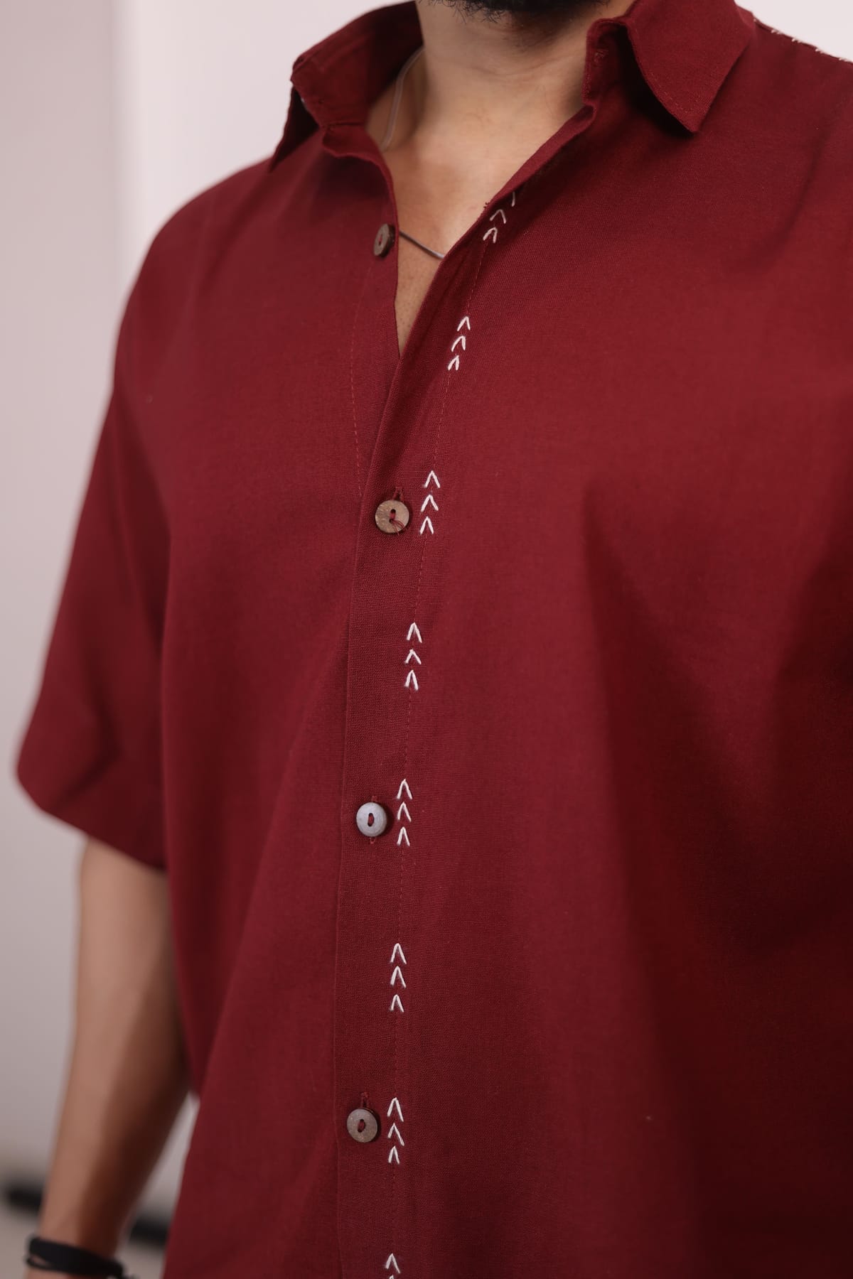 Maroon Handcrafted Arro Shirt view 1
