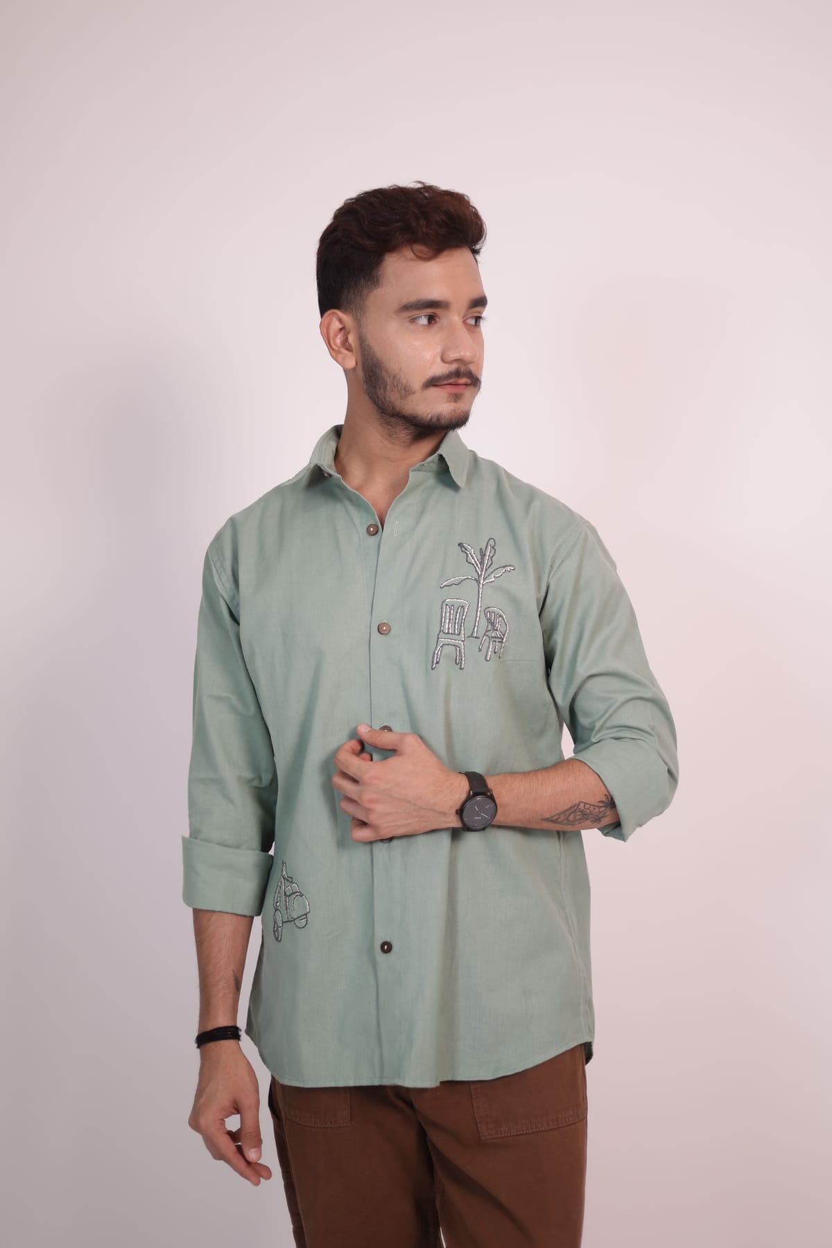 Matcha Green Artistic Shirt view 3
