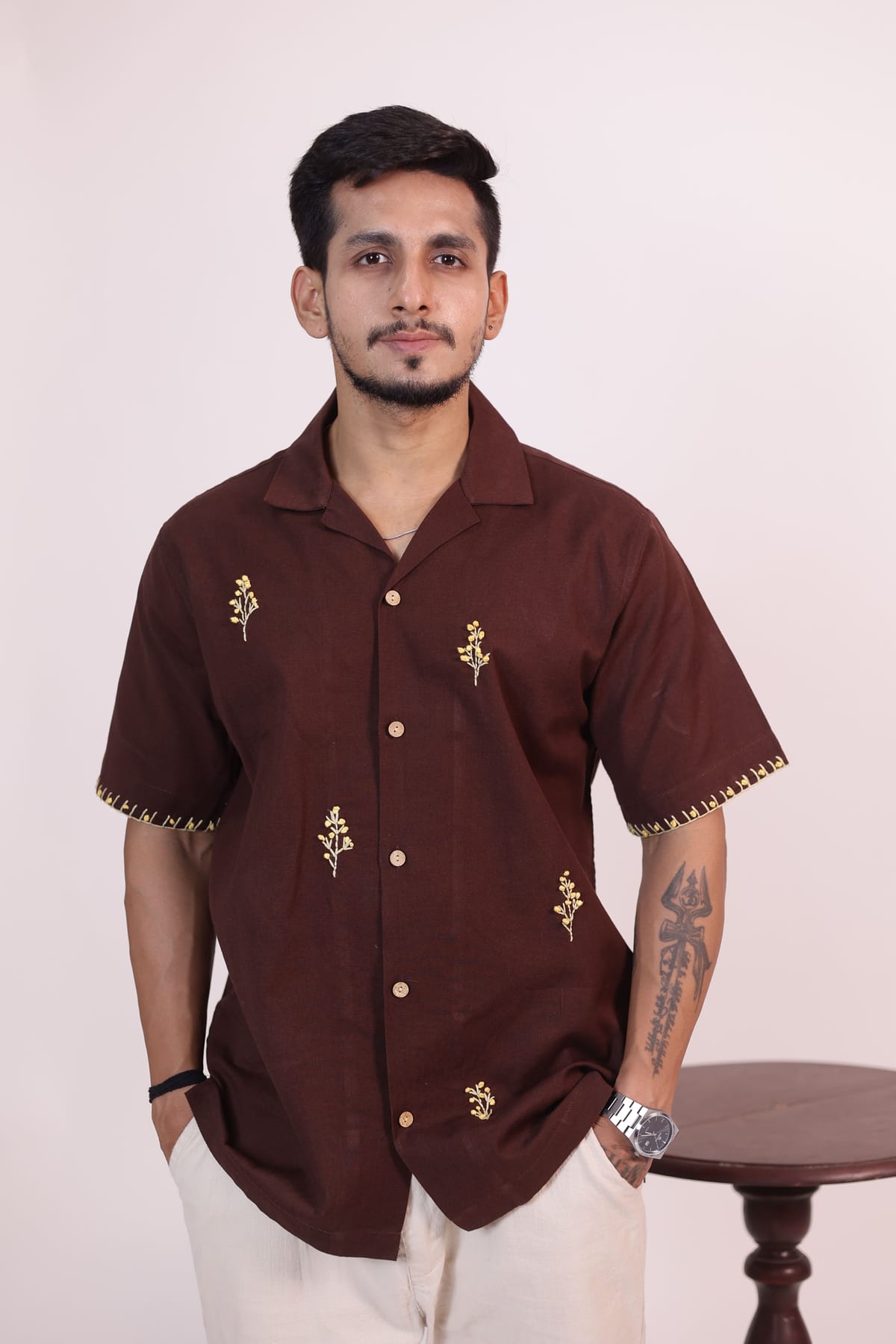 Mustard Floral Shirt view 1