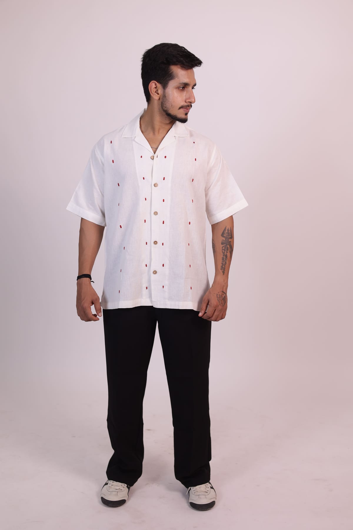 Pearl White Red Spotted Shirt view 3